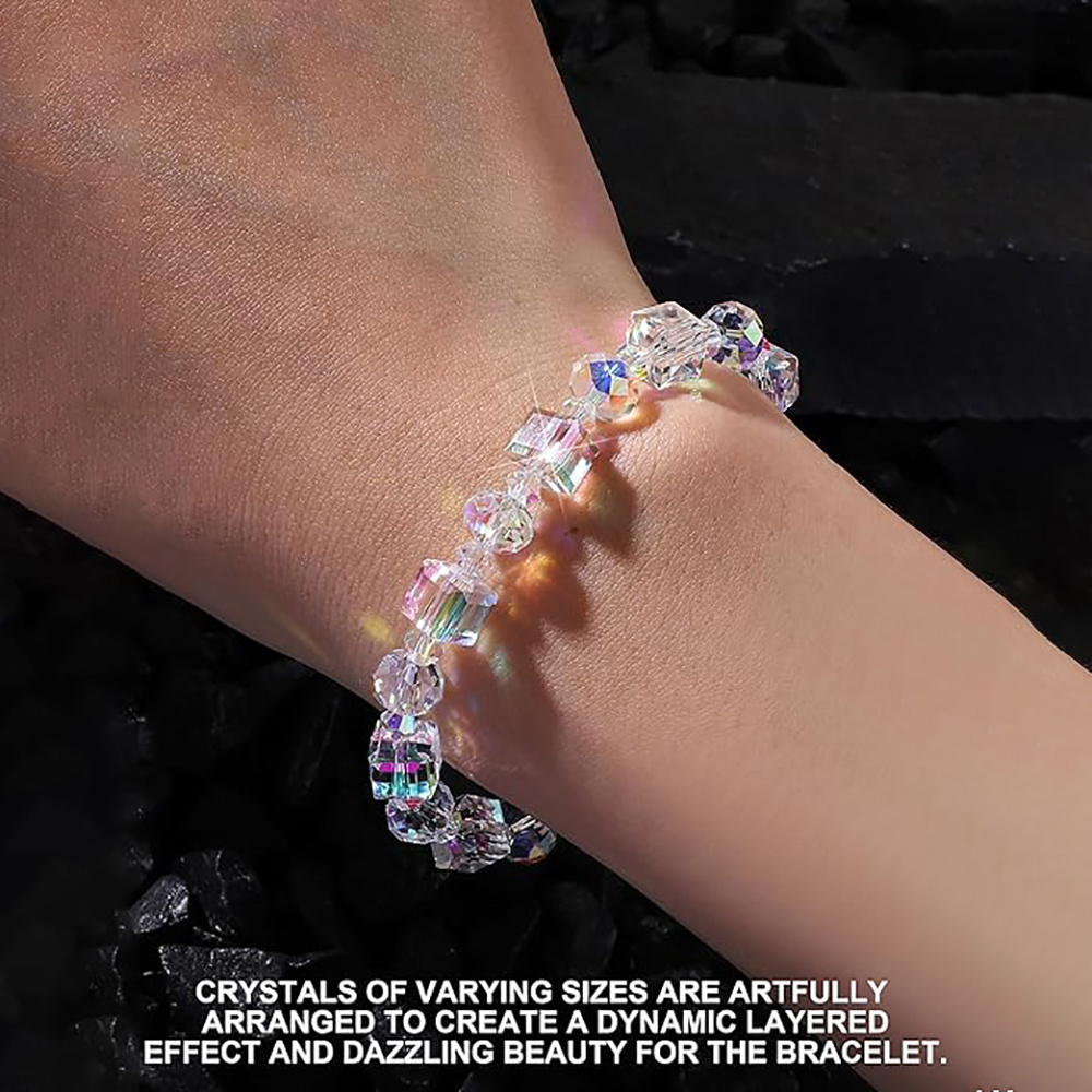 Iridescent AB Bead Stretch Bracelet, Unique Gift